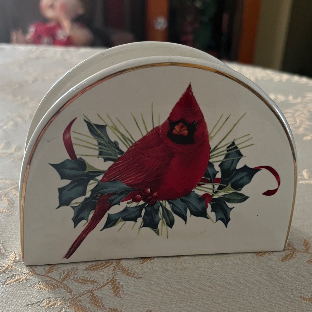 Lenox Red Cardinal Holiday Napkin Holder